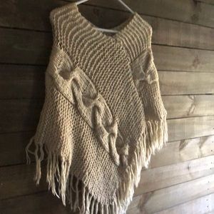 Cable knit poncho